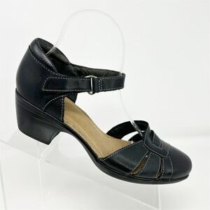 Clarks Women's Emily Daisy Black Leather Pumps Size 9 Formal Heels Dressy